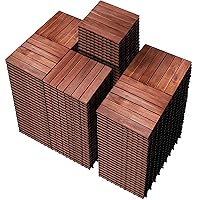 Vista 26 de PrimeZone - 54 azulejos entrelazados de madera de acacia sólida para terraza, patio, 12 x 12 pulgadas, impermeables, para interiores y exteriores