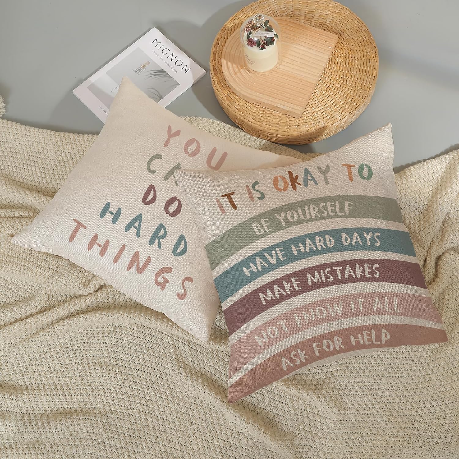 Rainbow Classroom Pillow Covers 18x18 Set of 2 Boho Preppy Blue Crimson Throw Pillows Aesthetic Inspirational Quotes Pillowcase Summer Outdoor Decorations Girl Kids Cushion Case for Bed Room - Image 5