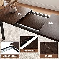 Vista 4 de Juego de mesa de comedor de 5 piezas para 4-6, juego de mesa de cocina extensible de 63" con 2 bancos y 2 taburetes, juego de mesa de comedor