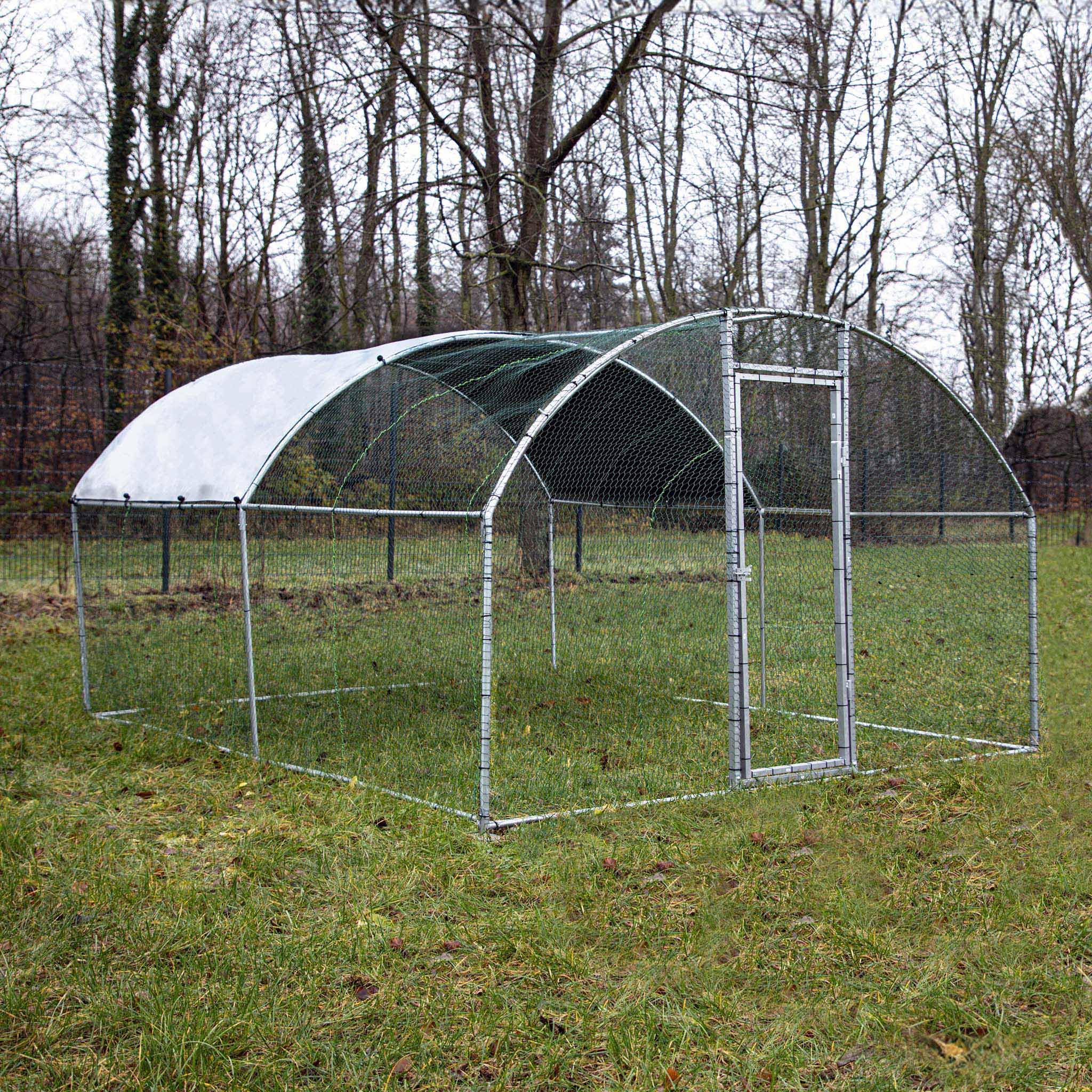 Wiltec Parc enclos XXL pour Petits Animaux domestiques – 4 x 3 x 2 m – en Acier – Clôture verrouillable avec Toit grillagé et Bâche – Cage Lapin Clapier Hamster Cochon d'Inde Tortue Rongeur