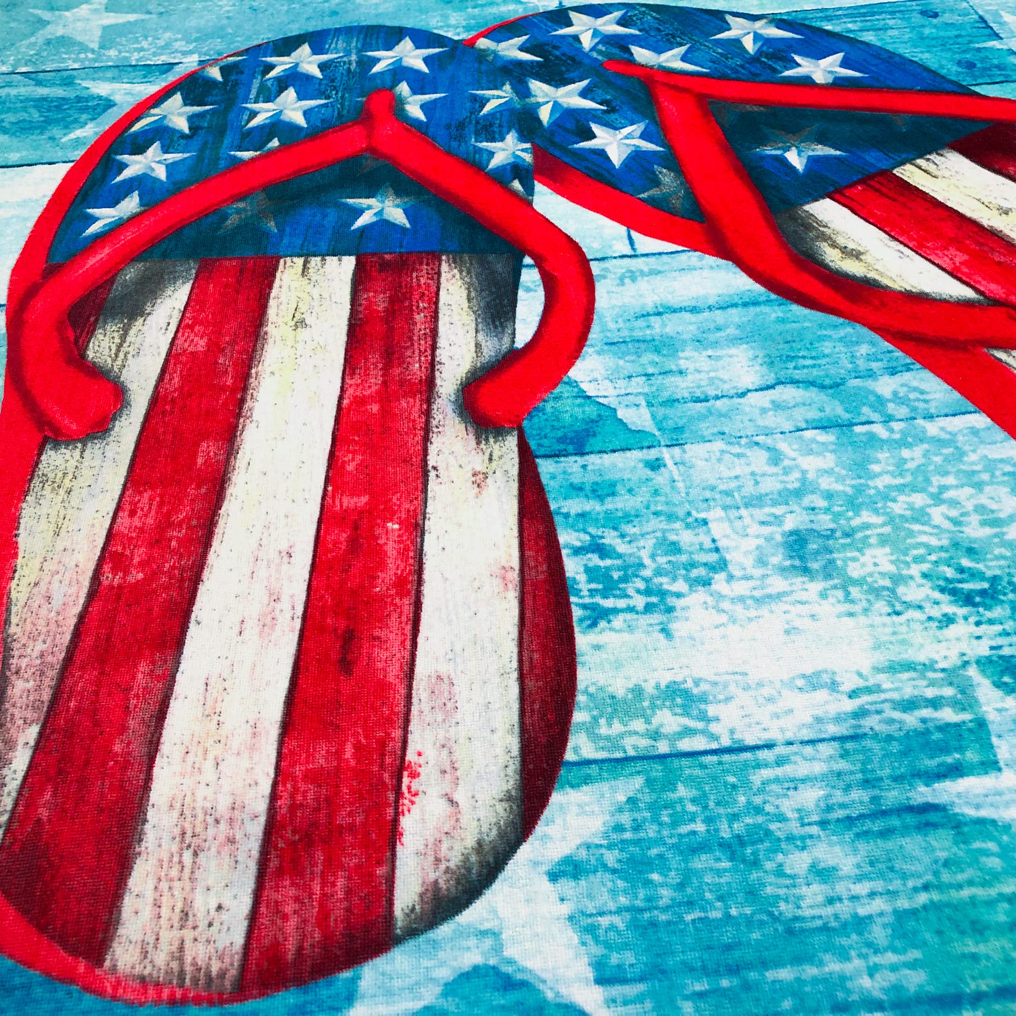 Beachland American Flip Flops 54 x 68 inch 100% Cotton USA American Flag - Printed Velour and Terry - Family Size (American Flip Flops)