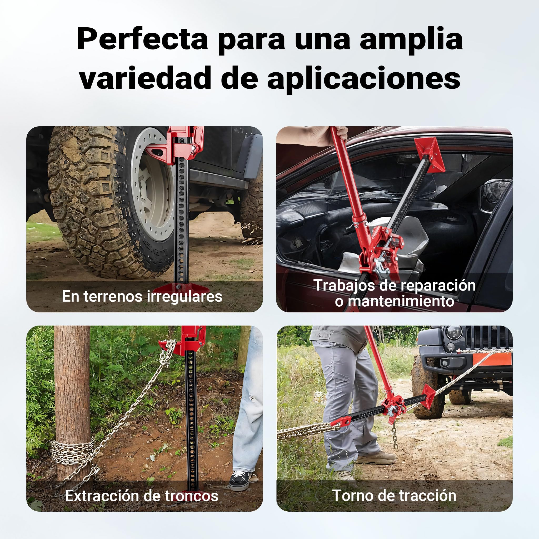 WilTec Gato Elevador hasta 3000 kg y Altura de elevación máx. 76 cm, Dispositivo agrícola, Palanca para vehículos Todoterreno, SUV y ATV, Multiuso, de Acero