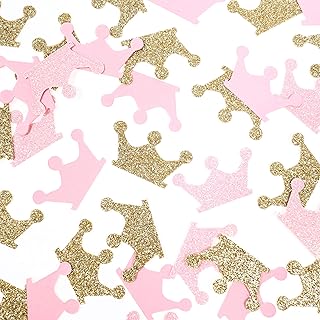 Fonder Mols Gold and Pink Crown Confetti for Princess Birthday Party, Girl Baby Shower Table Scatter Decor(200 Pcs/Pack)