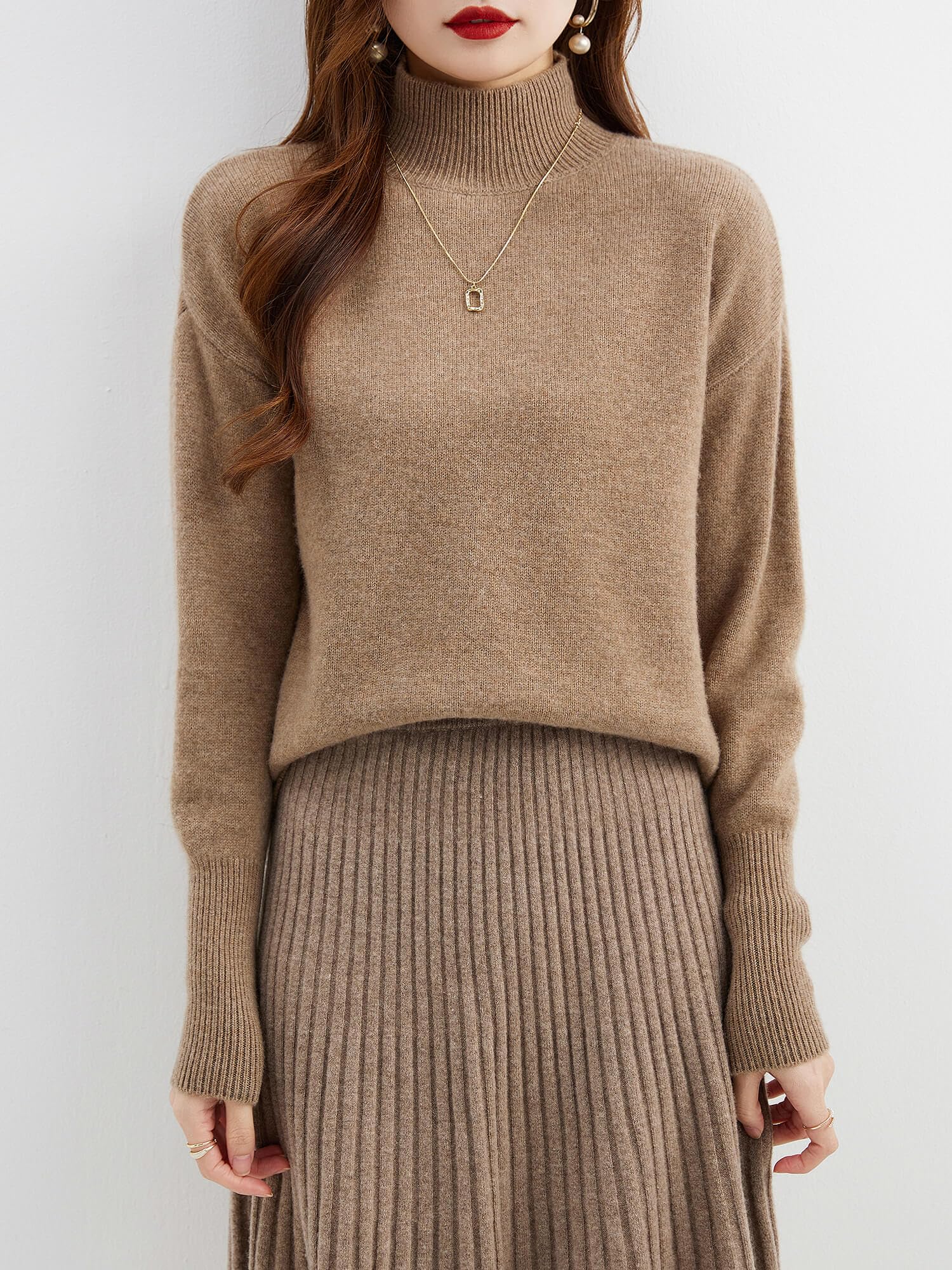 Chanyarn Damen 100% Merinowolle Pullover 2024 Herbst Winter Stehkragen Warm Weich Langärmelig Lockerer Strickpullover