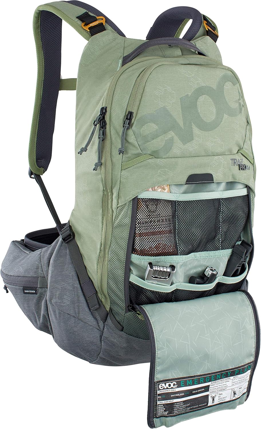 Evoc Trail Pro 16 Bag Olive Green/Grey L/XL Mountain Bike Back with Protection Adult Unisex