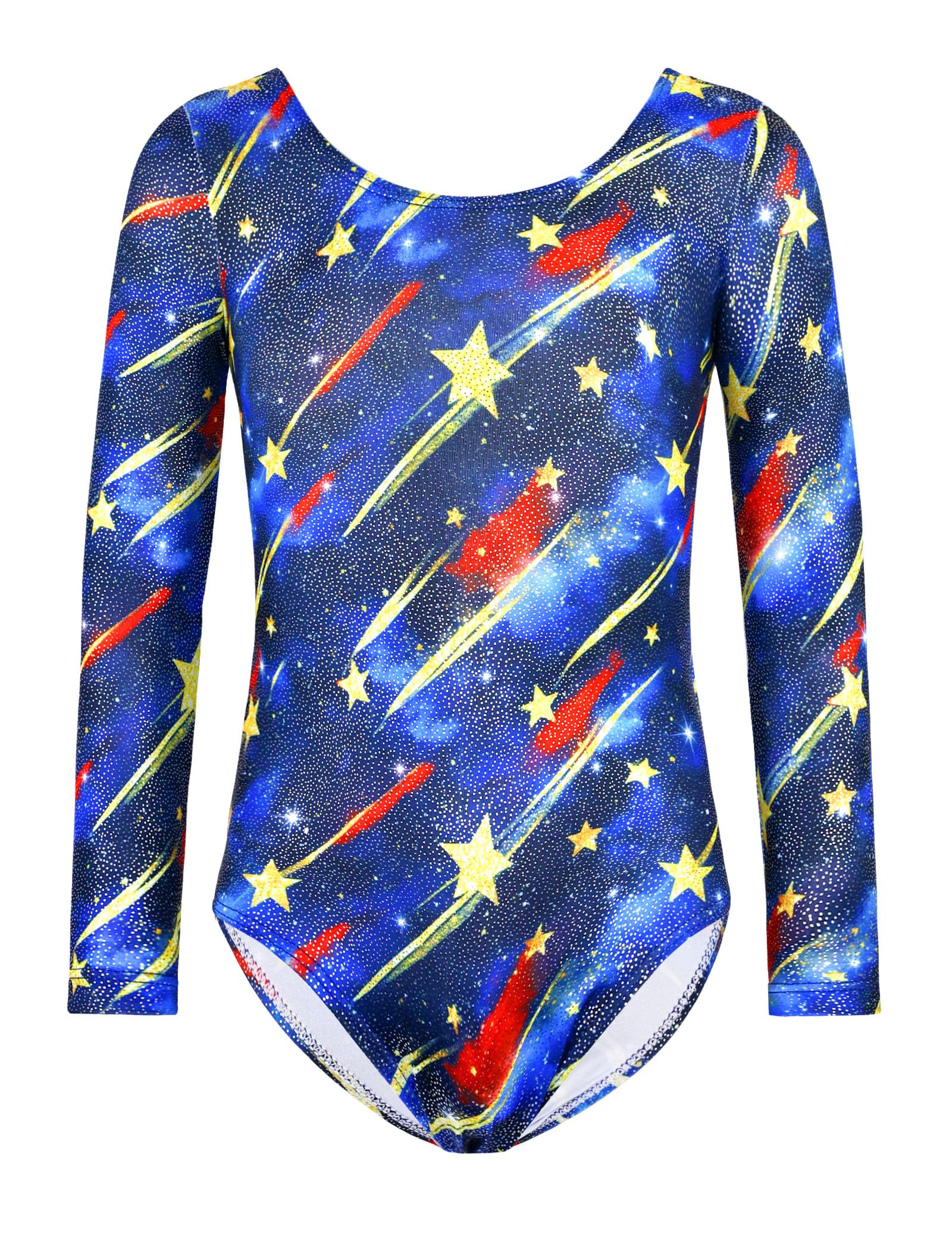 Photo 1 of Snowheart Girls Leotards for Gymnastics Size 8-9 Years Old Meteor Shower Tumbling Unitard Long Sleeve Leotards Biketards