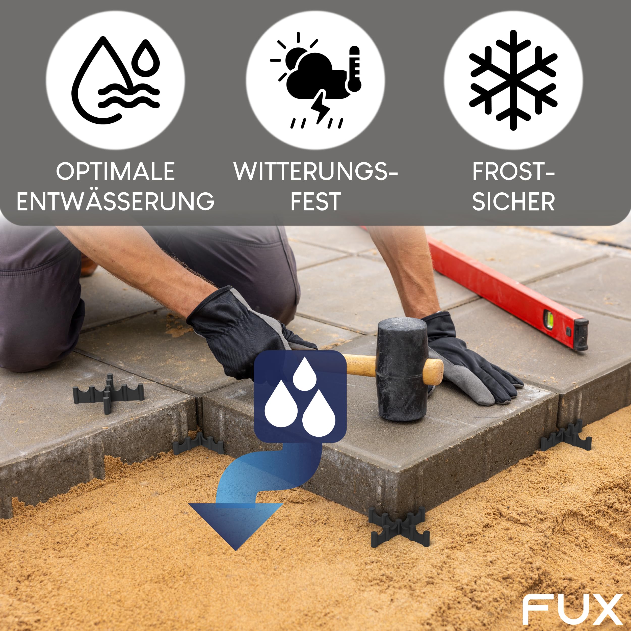 Fugenkreuz Terrassenplatten 150 Stück - 5mm - 15mm Höhe - Abstandshalter Kunststoff mit Sollbruchstelle - UV- & witterungsbeständig