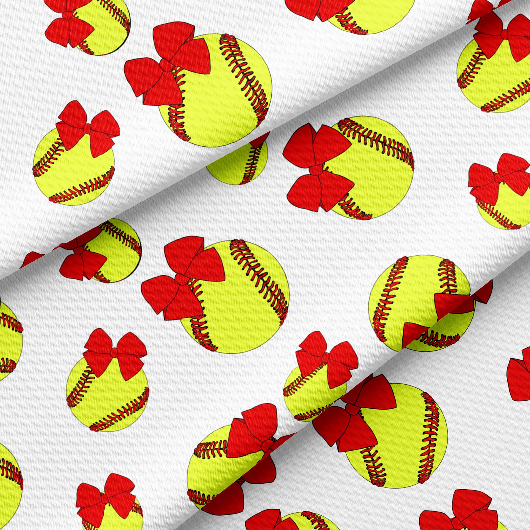 Softball Sports Bullet Textured Fabric by The Yard Floral Stretch Liverpool - 1 Yard Thick Knit Jersey Fabric for Bows Clothes Sewing (AA1531)