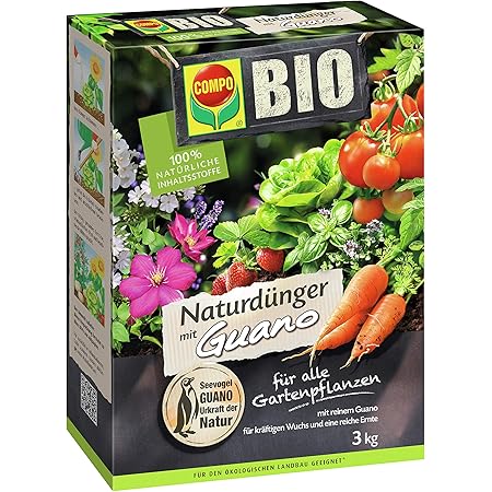 COMPO BIO Naturdünger mit Guano für alle Gartenpflanzen, 3 kg