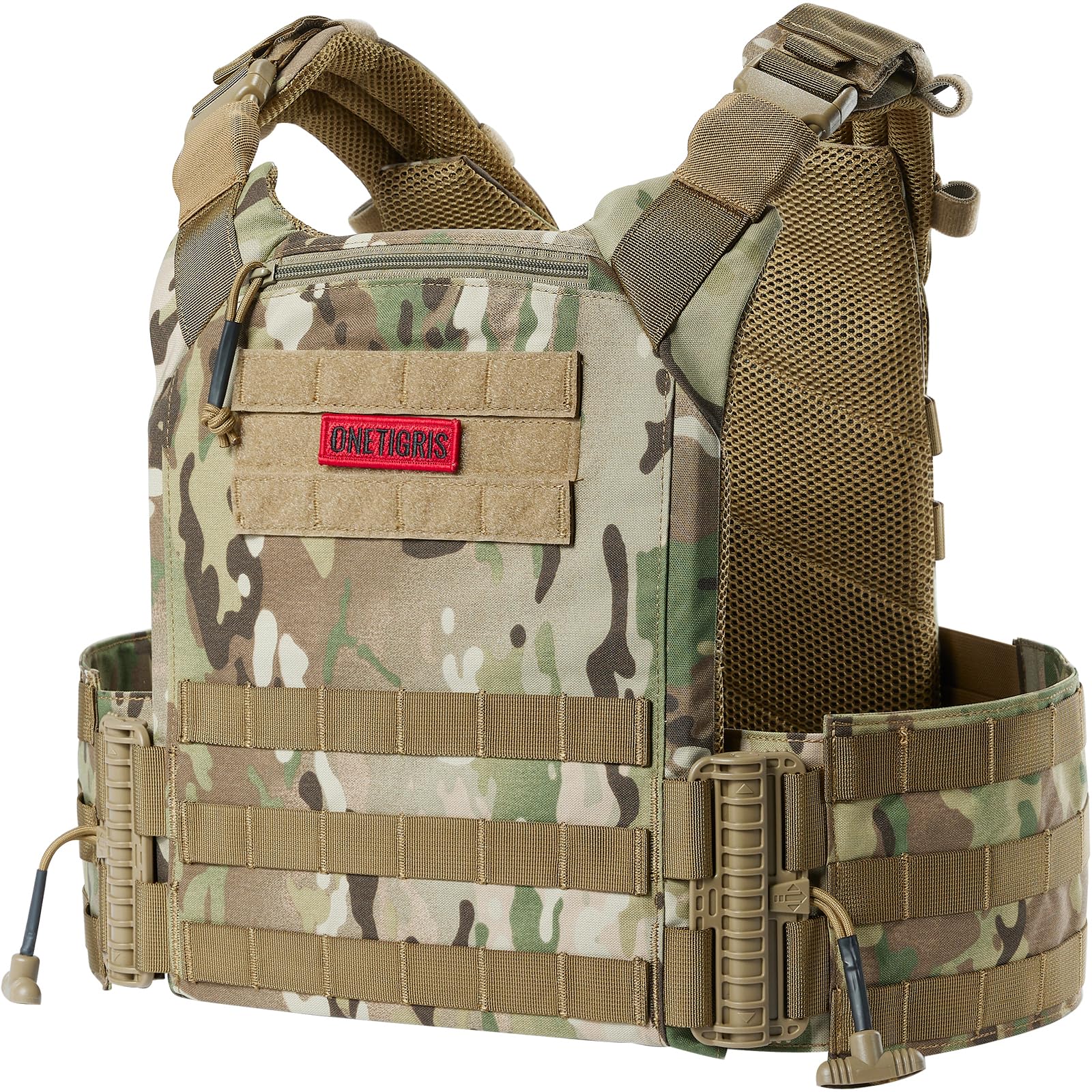 OneTigris Airsoft Vest - Tactical Molle Quick-release Plate Carrier - Lightweight Military Vest - 500D Nylon for Airsoft Games & Outdoor Training