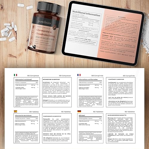 Miniatura 4 de Pureclinica Alta Resistencia 1500 mg Glucosamina HCL & Chondroitin x 180 Tablets Sku: GC53