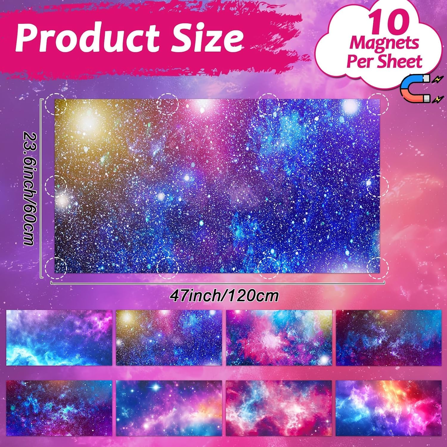 8 Pcs Fluorescent Light Covers with 80 Magnets Decorative for Classroom Ceiling Light 4 x 2 Feet Magnetic Light Covers Filter Easy Install for Office Hospitals & Home Drop Ceiling Supplies(universe )