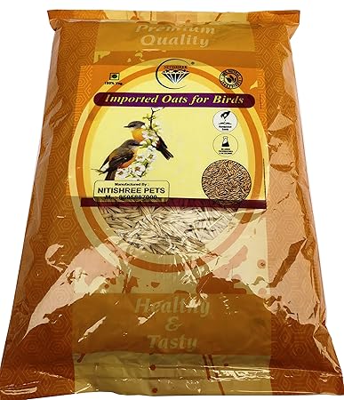 Nitishree? Imported Premium Oats Seed (1000gm) Bird Food for Finches, Budgies, Conures, Lovebirds, Cockatiels, African Grey, Macaws, Cockatoo Bird Food for All