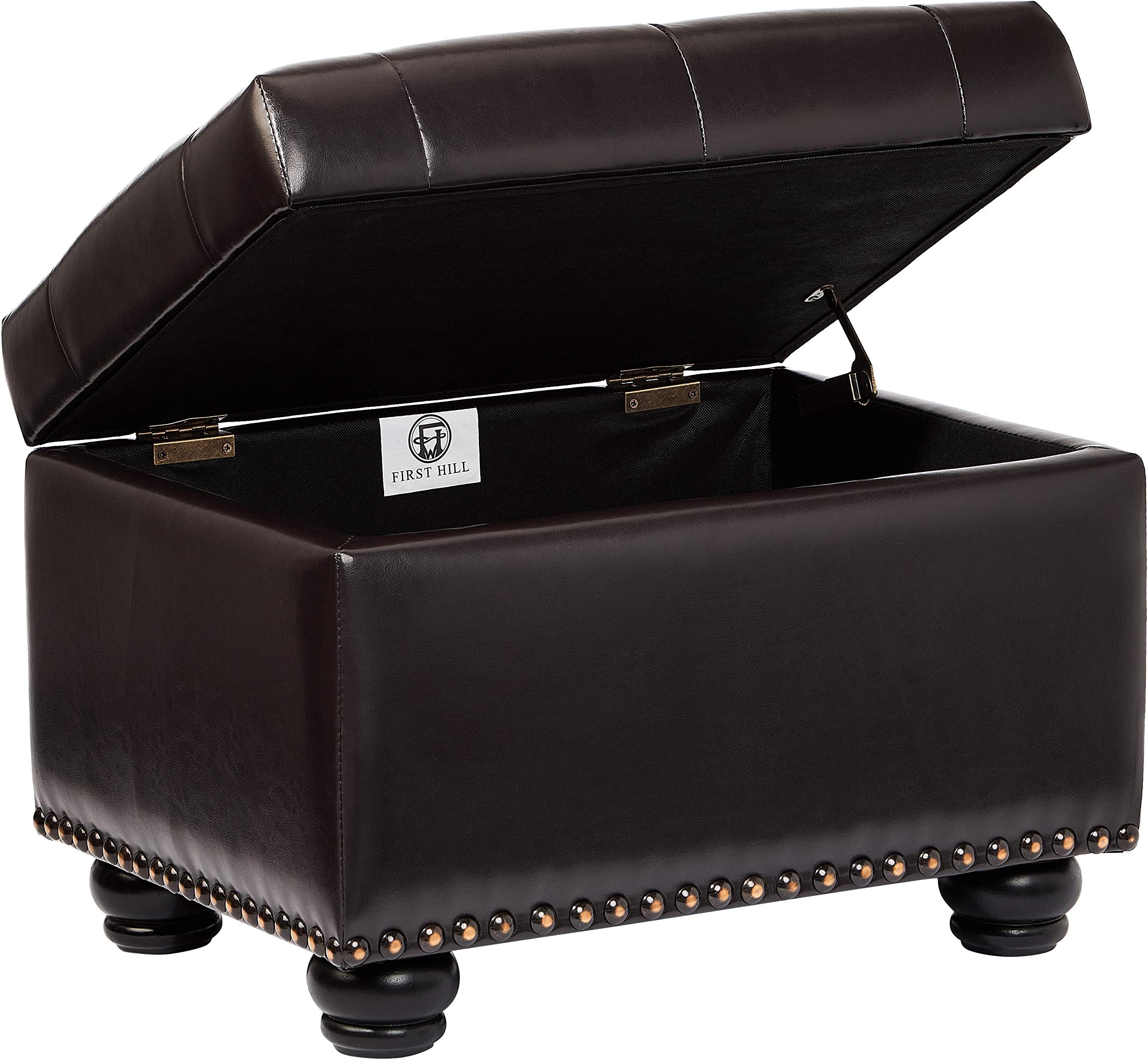 FIRST HILL FHW Deep Tufting Storage Ottoman, Espresso