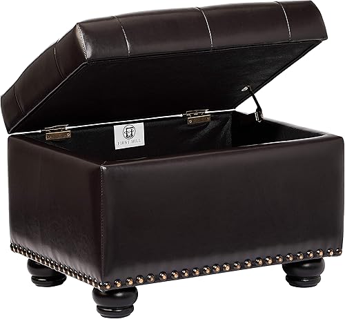 FIRST HILL FHW Deep Tufting Storage Ottoman, Espresso Espresso,Beige Bronceado,Gris