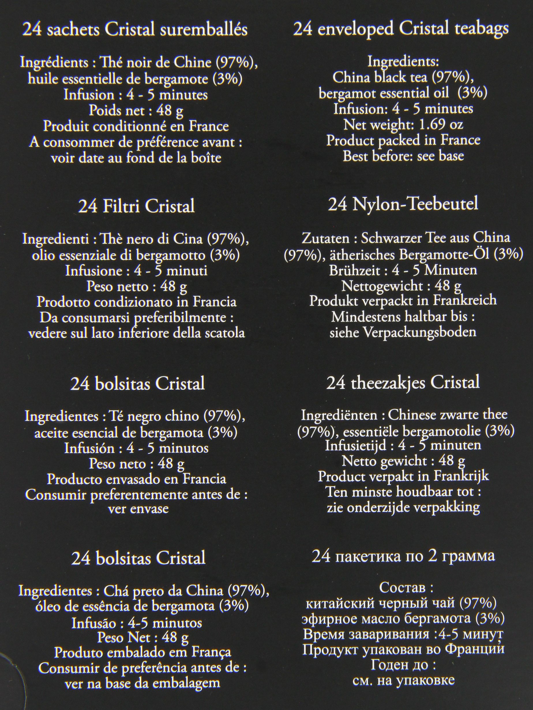 Dammann Earl Grey pojedynczo pakowane kryształowe herbatki (2 sztuki, łącznie 48 torebek herbacianych)