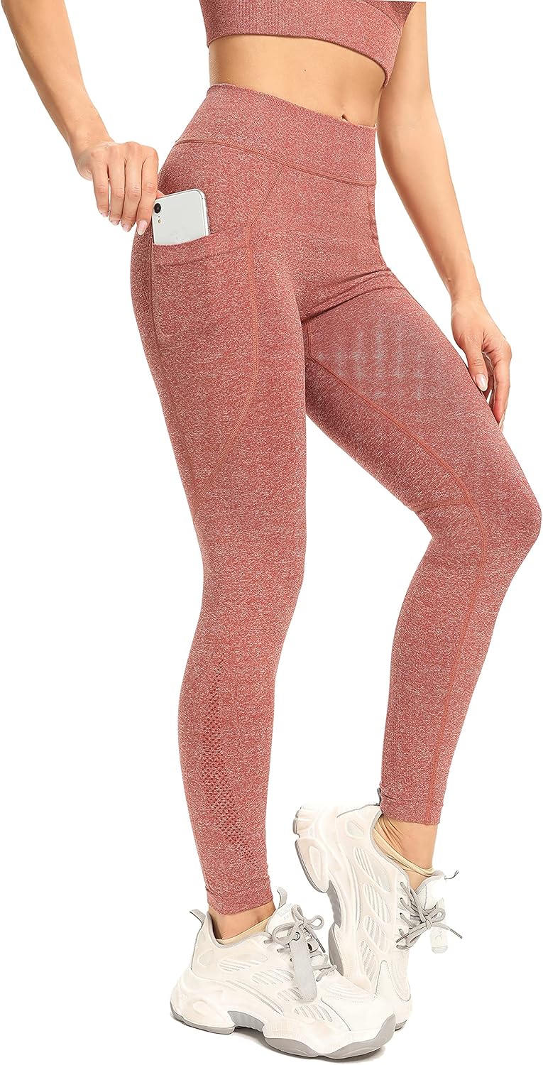Redqenting High Waisted Leggings for Women Workout Seamless Leggings Yoga Pants Sweat Proof Tummy Control Tights