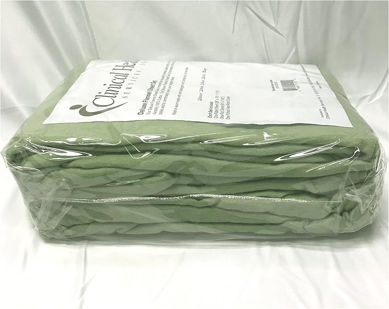 Conjunto de lençóis de flanela para maca de massagem Clinical Health Services, Inc., verde-sálvia, 3 peças