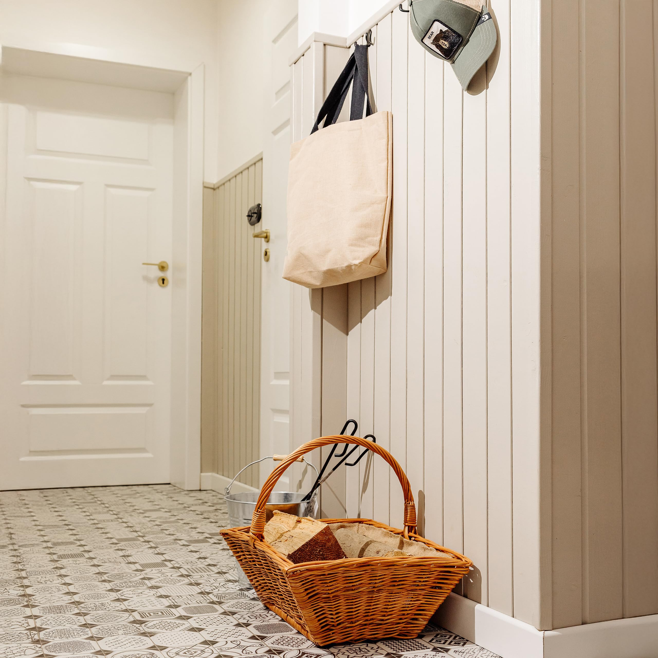 Creative Home Cesto Portalegna da Interno con Manici, Porta Legna Cesto Vimini | Grande Cesto Vimini Rettangolare 50x40x37 cm Leggero | Intrecciato a Mano | Salice Marrone Naturale | Multiuso