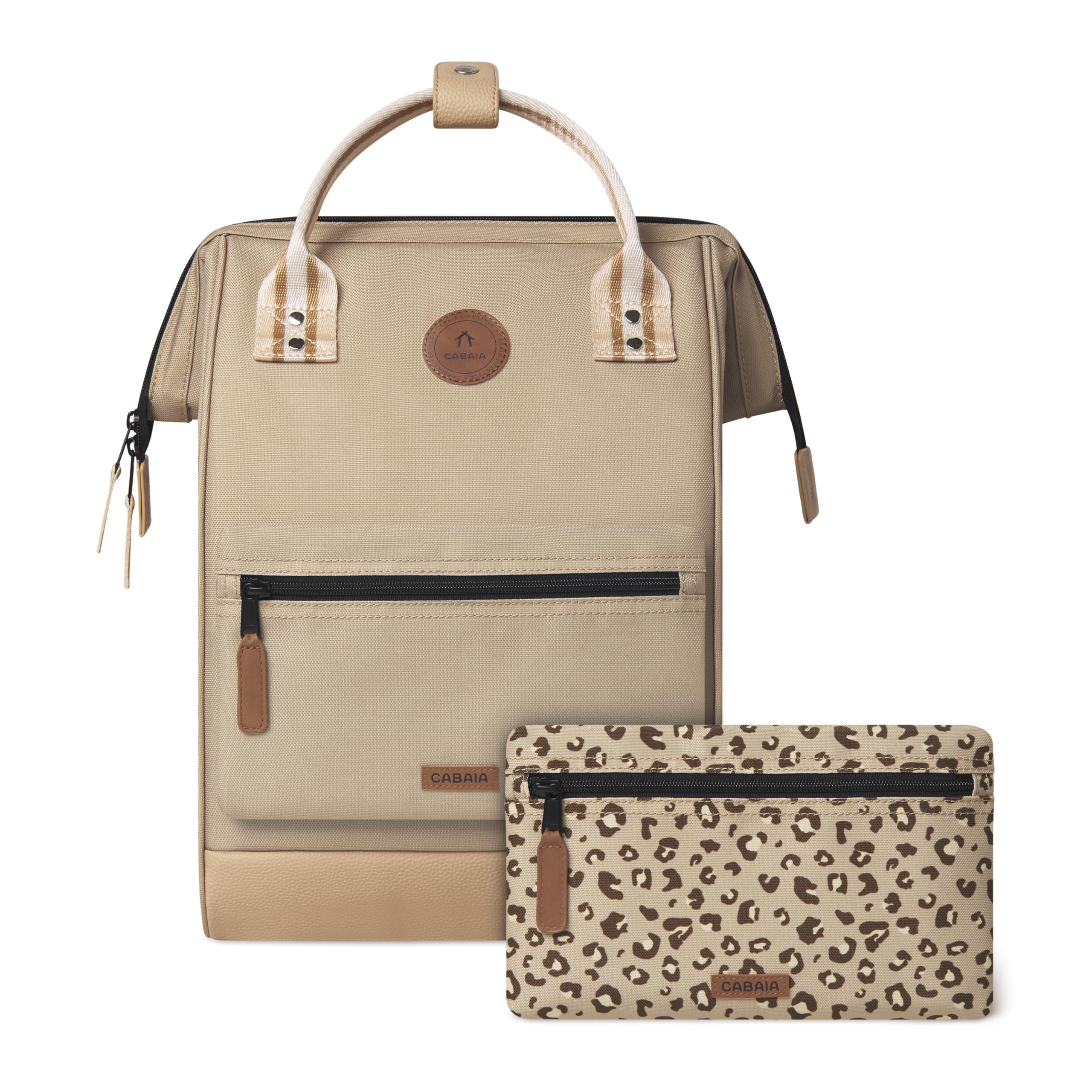 CABAIA - Sac à Dos Adventurer Lobito - Medium 18L - Déperlant - Compartiment Ordinateur Portable 13" - 2 Poches - Certifié Vegan - Sac Voyage, Affaires, École pour Homme et Femme - Crème