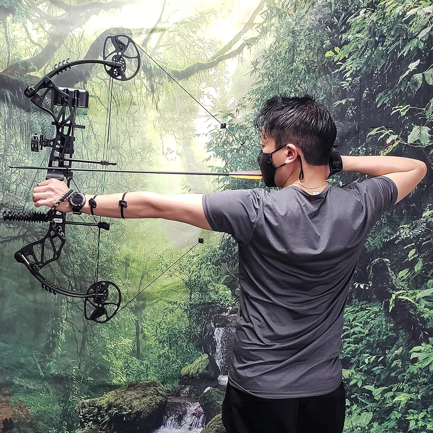 SAS Feud X 30-70 Lbs 19-31" Draw Length Compound Bow Pro Package for Hunting Field Target (Black)