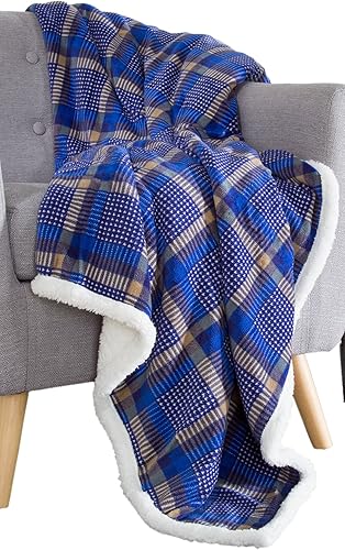 Bedford Home BH - Manta de forro polar, color azul y amarillo