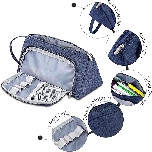 Miniatura 4 de deli Estuche para lápices de gran capacidad, estuche para bolígrafos, bolsa de almacenamiento grande para rotuladores, bolsa de papelería para