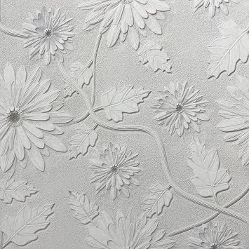 Yancorp 18"x120" Floral Wallpaper Peel and Stick Contact Paper for Bedroom Accent Wall White Gray Flowers Removable Vintage Contact Paper for Kitchen Farmhouse Decorative