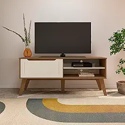 Rack para Tv ate 60' com porta basculante LOTUS cor Cinamomo/Off white - Artely