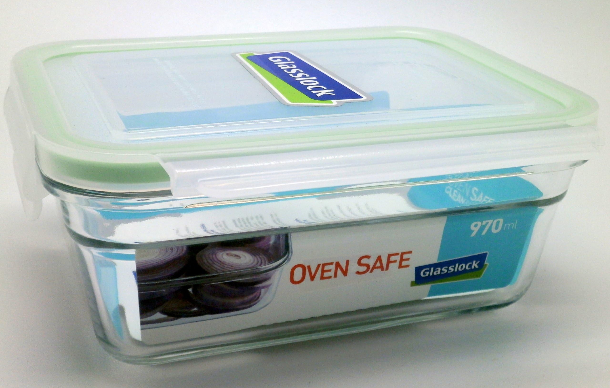 Glass Lock Rectangle Oven Taper Storage Container, 970ml