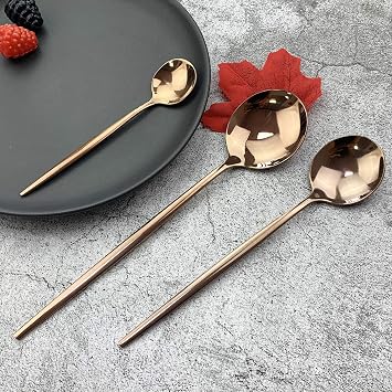 JASHII Silverware Set, Mirror Polished Copper Flatware Cutlery Set Service for 6, Shiny Finish 36 Pieces Stainless Steel Utensils Set Dinner Knife Fork Spoon Dessert Fork Salad Spoon Dishwasher Safe