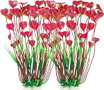 MyLifeUNIT Aquarium Plants, 2 Pack Tall Plastic Plants for Fish Tank Decorations, 15.75 Inches (Purple)