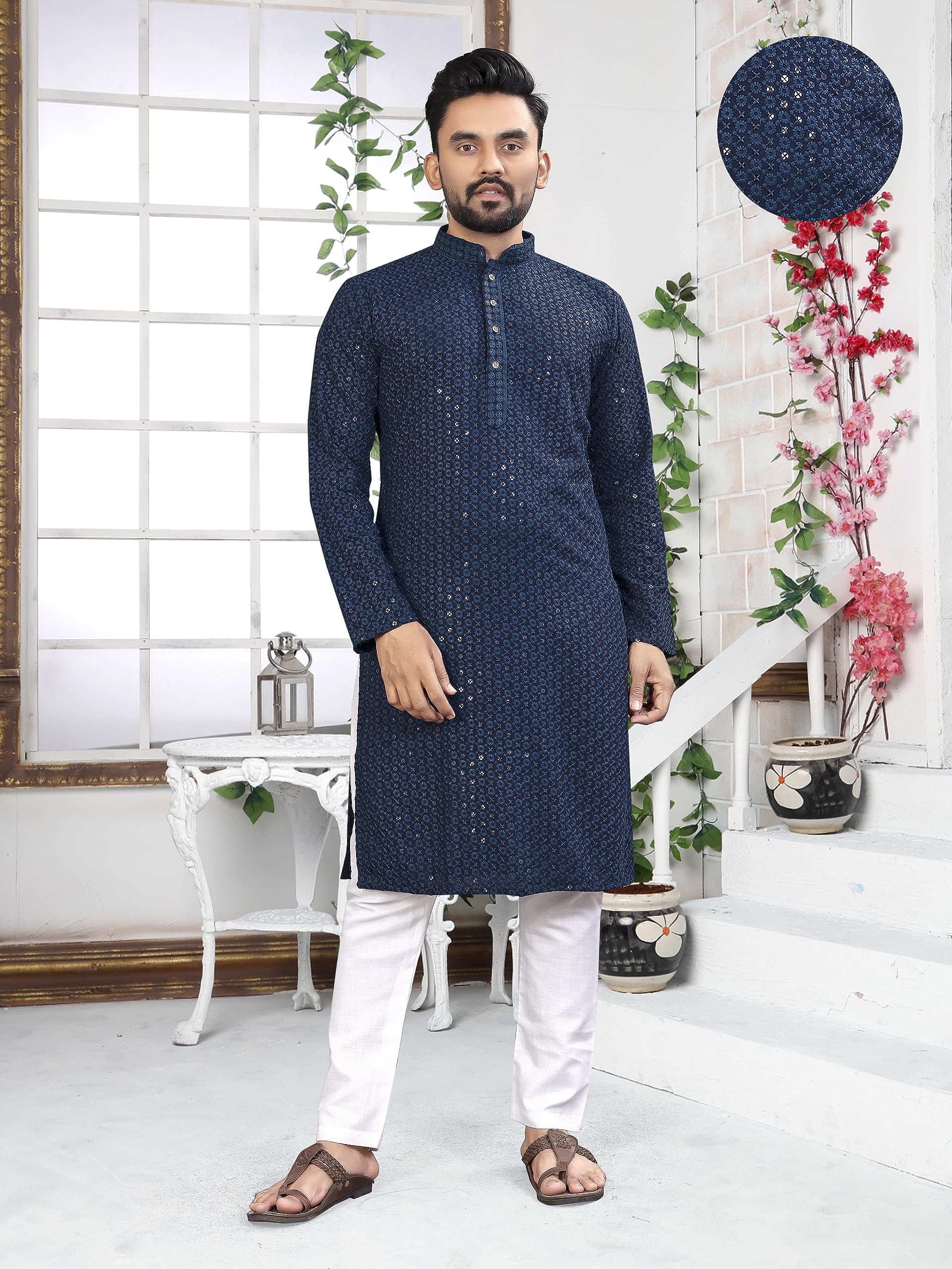 ROYALICA Lucknowi - Kurta da uomo, stile etnico indiano, confezione da 1