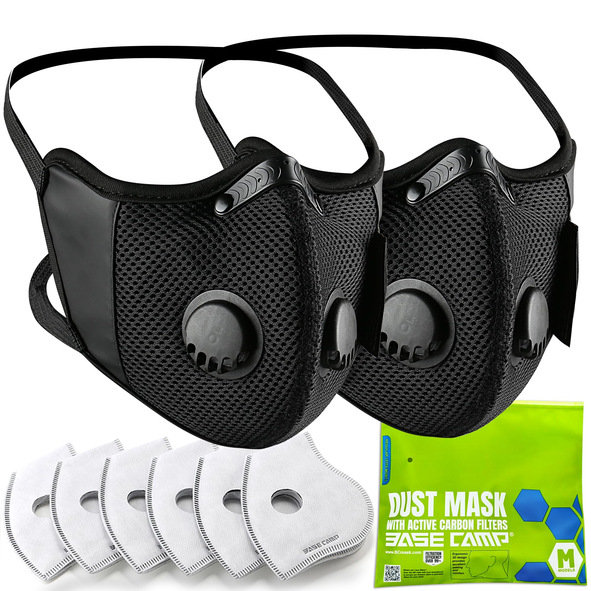 BASE CAMP M Plus - Funda facial con filtros de carbón activo (2 unidades)