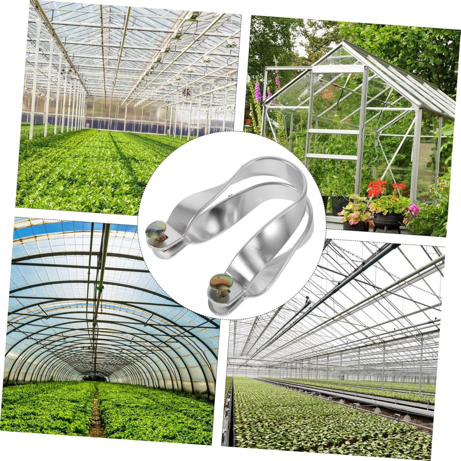 GALPADA 5sets U-shaped Aluminum Pipe Clamp Greenhouse Fixed Clamp Heavy Duty Replacement Bracket