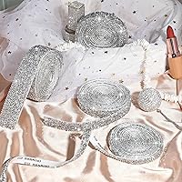 Vista 6 de 4 rollos de cinta autoadhesiva de diamantes de imitación de 8.8 yardas, tiras de diamantes de imitación plateados para manualidades, manualidades