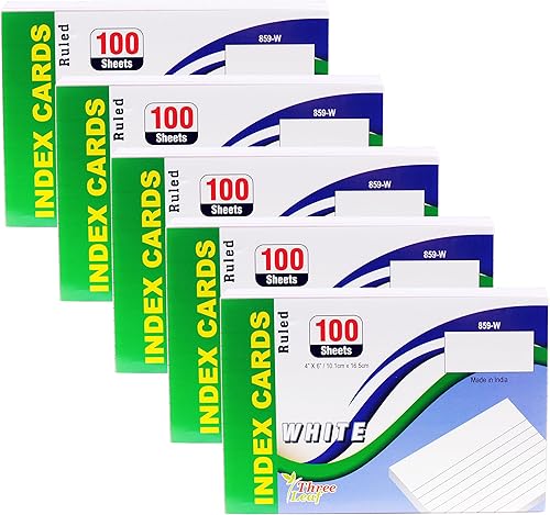 Tarjetas de índice, 4 x 6 pulgadas, a rayas, blancas, 100 unidades por paquete de Northland Wholesale. (5 paquetes de 100)