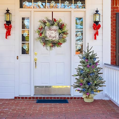 Miniatura 11 de Fraser Hill Farm Árbol de porche de 3 pies con luces LED multicolor Luces LED multicolor,Luces LED de color blanco cálido