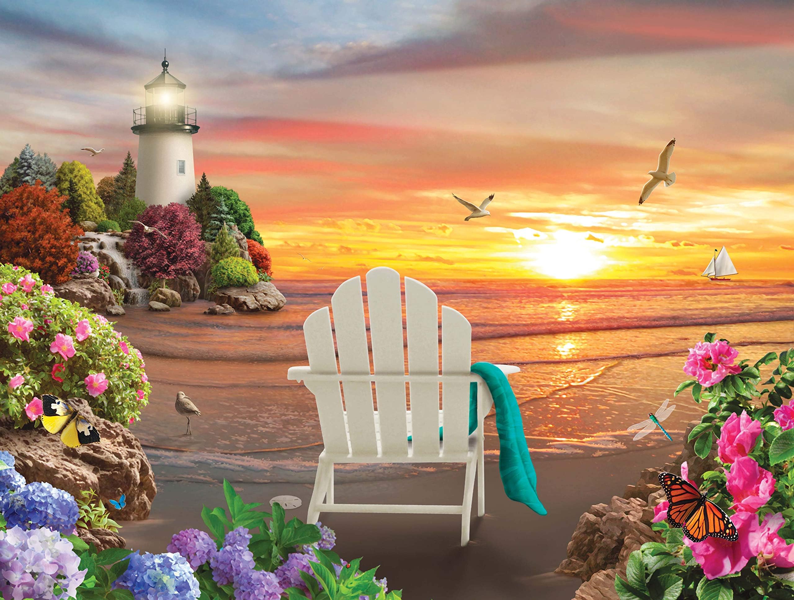 1000 Piece Puzzle for Adults Alan Giana Sunrise Shore II, 27x20 inch Seaside Jigsaw from KI Puzzles, AZ-02566