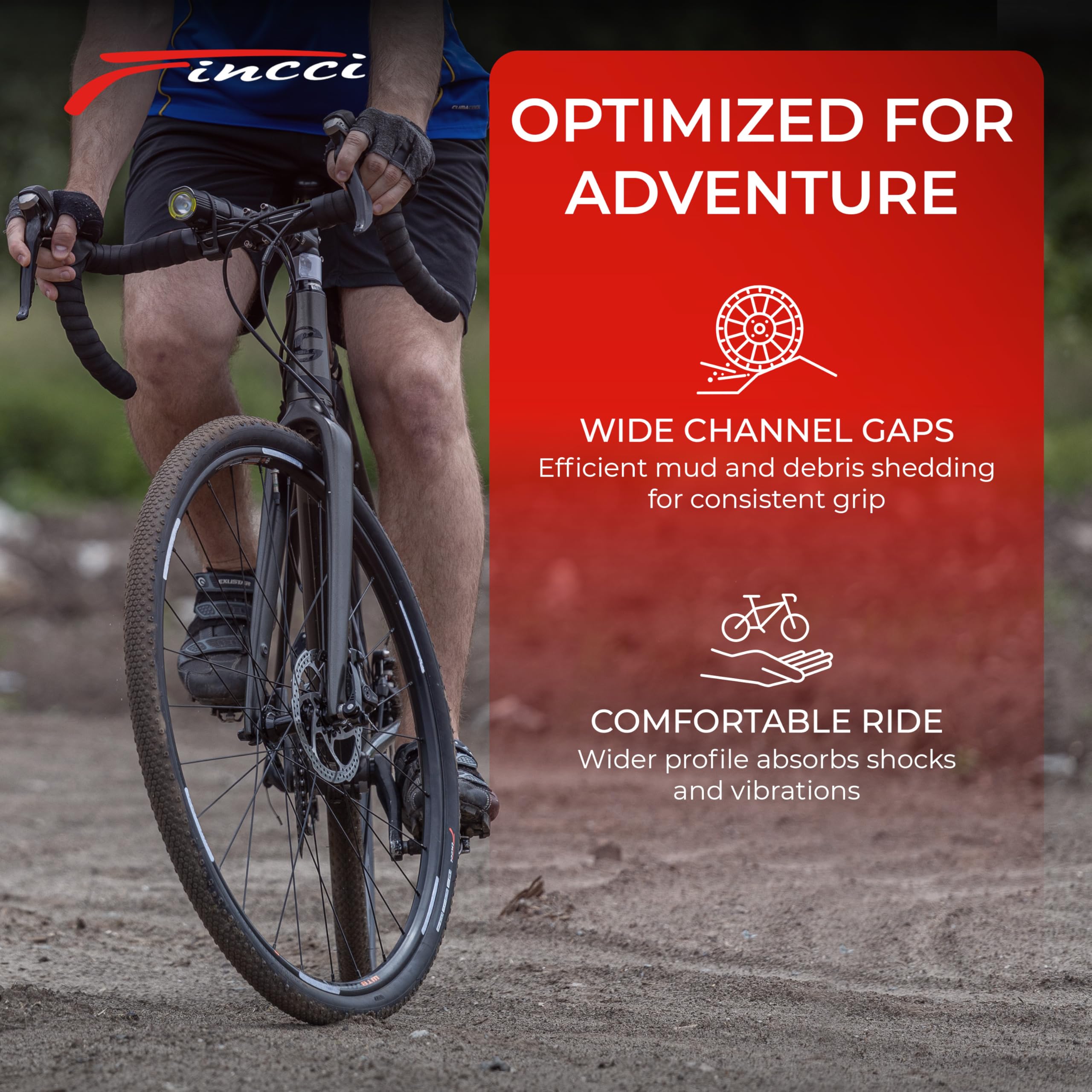2 Pneus Gravel Fincci 700x38c - Pliables, Anti-crevaison 1mm, Pour Route, VTT, Vélo électrique