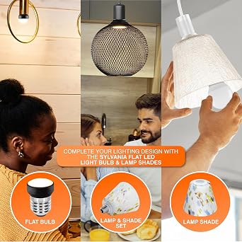 Sylvania Flat LED Light Bulb, 3.5W, E26 Medium Base, 300 Lumens, 3000K, Warm White, for Lamp Shades, Sylvania Shades 42704/42698, Black - 2 Pack (42693)