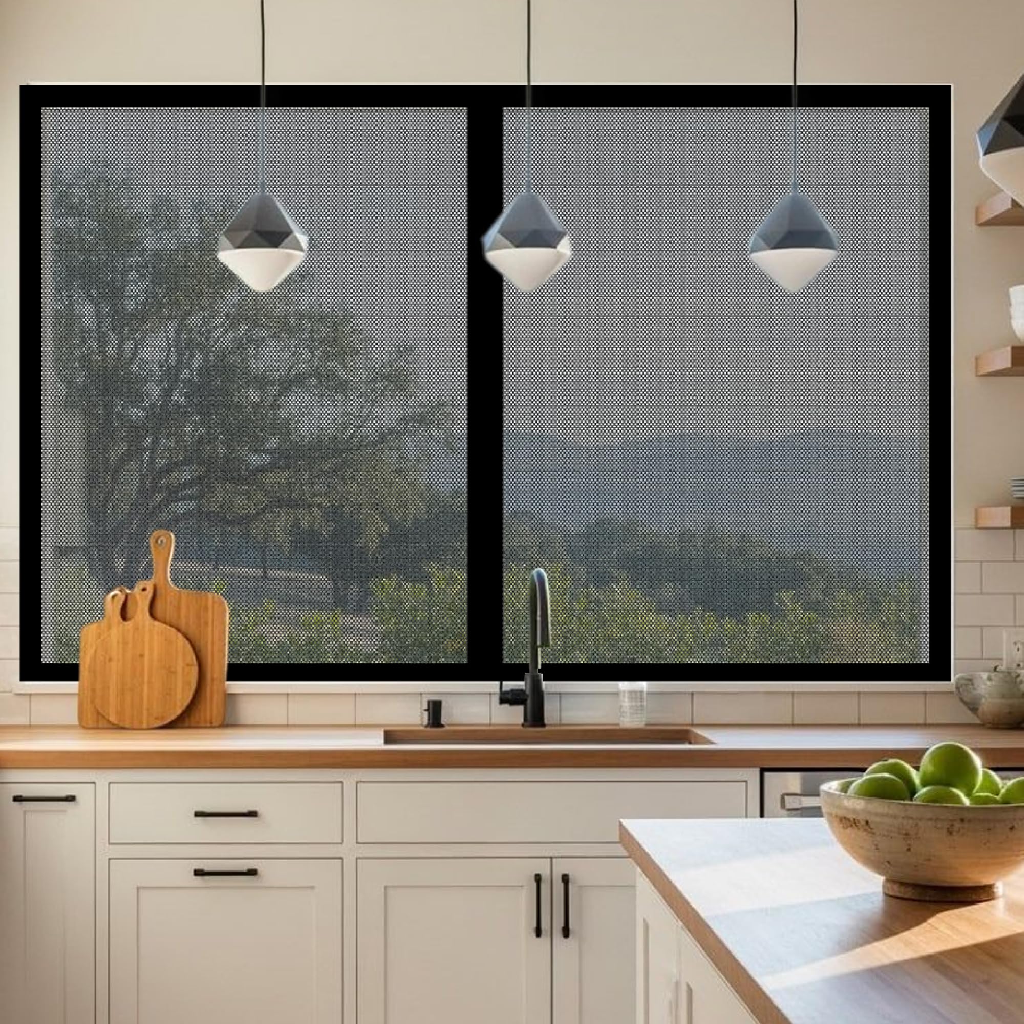 Adjustable Magnetic Fly Screen Window 60 x 85 cm Selfadhesive Tape Reinforced Thickened Window Screen Easy Installation for Living Room Bedroom Offfice, Black