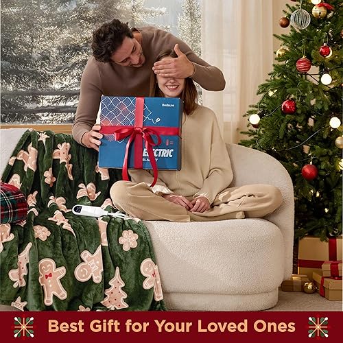 Vista 213 de Bedsure GentleSoft - Manta térmica eléctrica, suave manta eléctrica de franela acanalada, calefacción con 4 ajustes de tiempo, 6 ajustes de calor