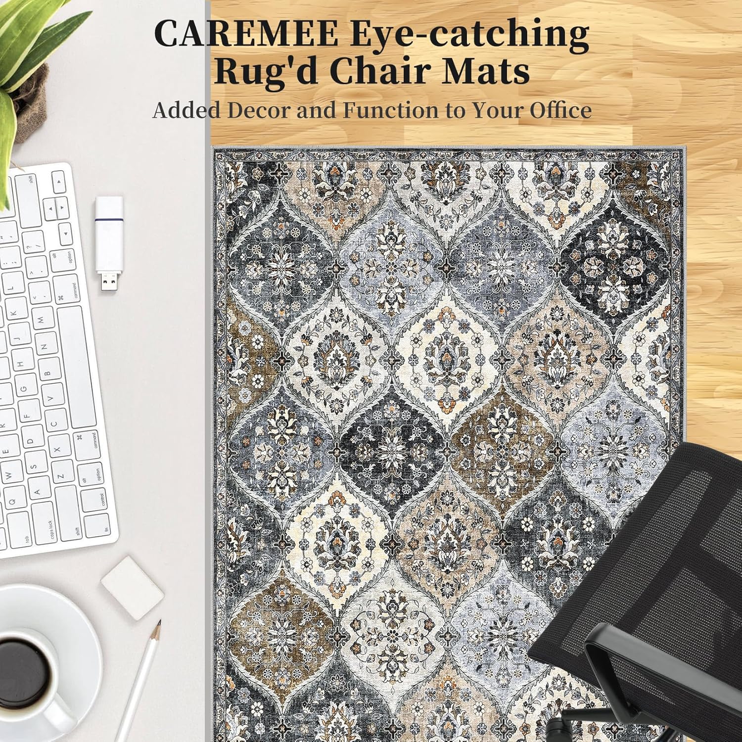 Office Chair Mats for Hardwood Floor, 48"X60" Desk Chair Mat for Hard Floor, Gaming Computer Chair Mat Office Rug for Rolling Chairs, Low Pile Carpet Under Chair Floor Protector, Trellis