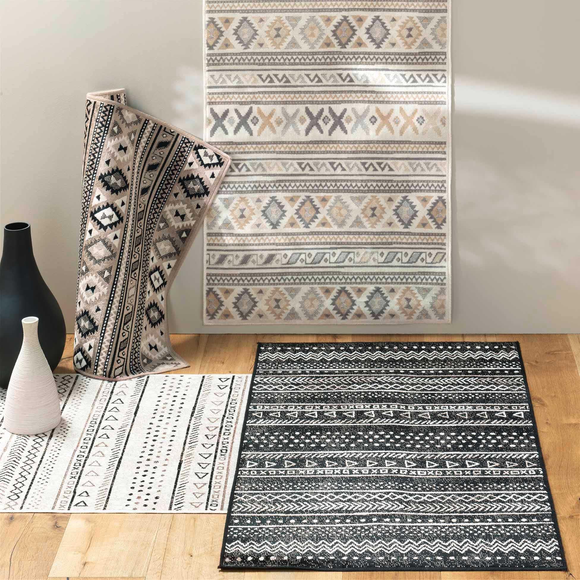 Douceur D'Intérieur Tapis Rectangle Irina 68×110 Cm – Viscose Tissée, Toucher Soie Luxueux, Certifié OEKO-TEX