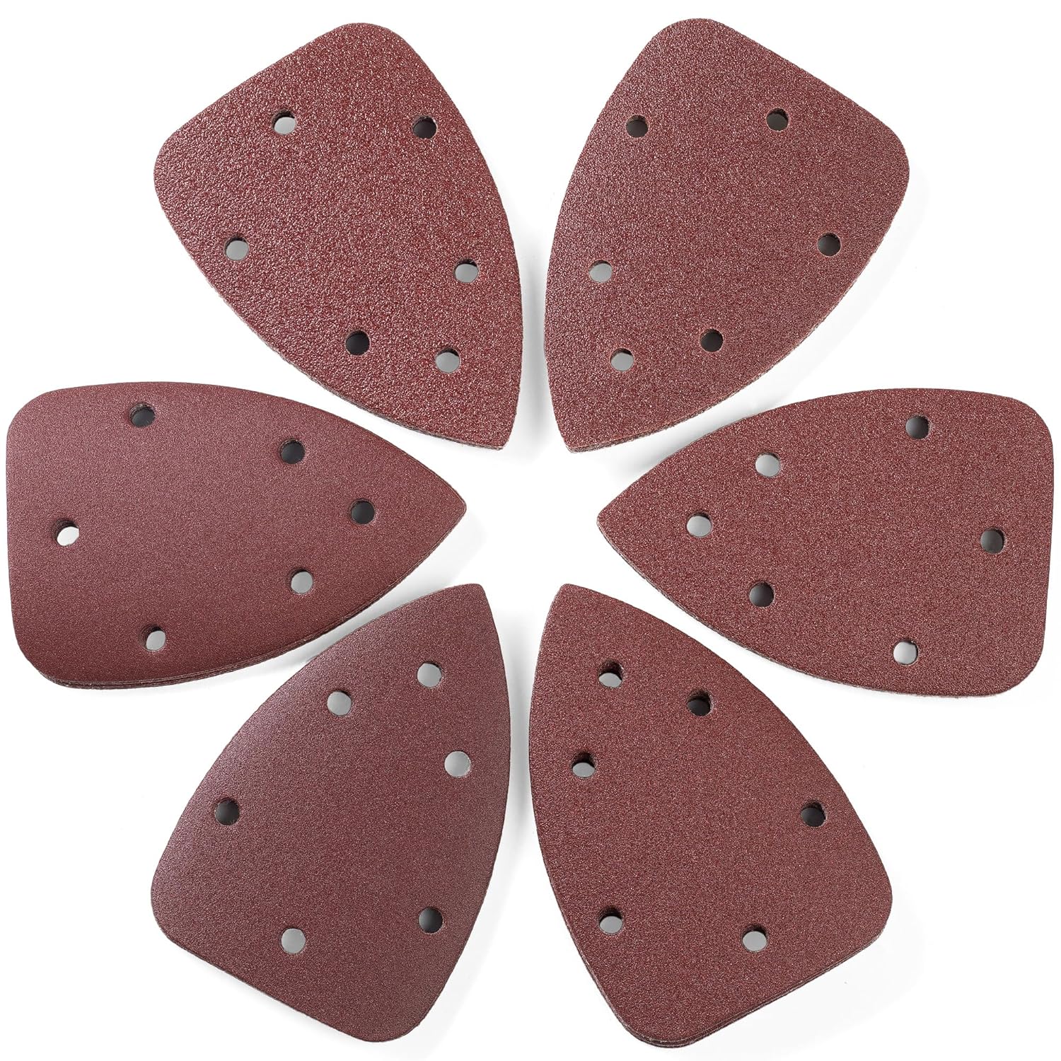 36 PCS Mouse Sander Sandpapers 6 Hole Mouse Sand Paper Detail Sander Sanding Disc Mouse Sander Pads Hook and Loop Triangle Sandpaper (60/80/100/120/180/240) -6 PCS for Each Grit