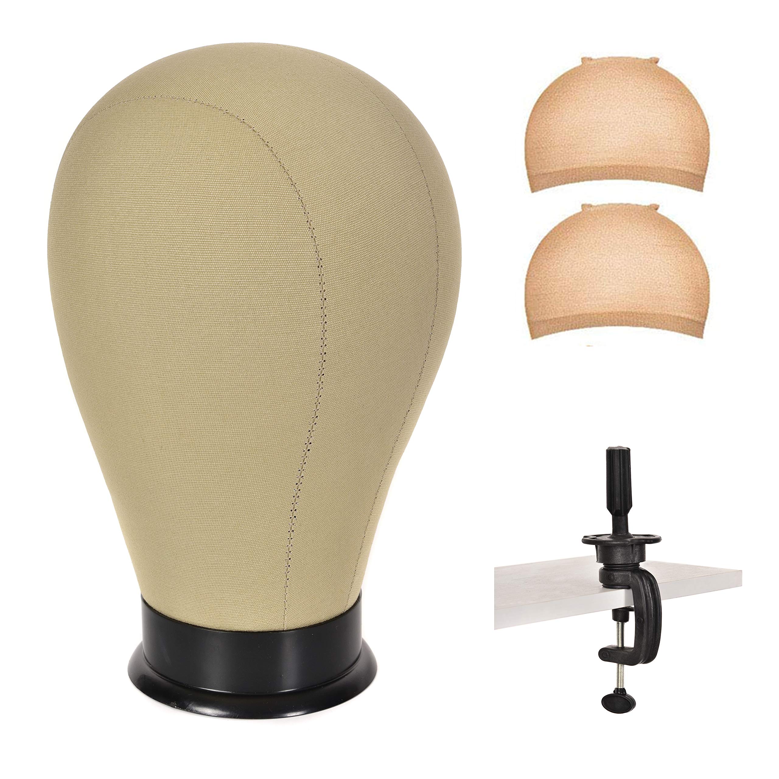 23inch Wig Head Wig Making Block Head Cork Canvas Head for Wig Display Model Mannequin Canvas Head for Wig Making Styling Display Salon Mannikin Head Set Cork Head With Stand Salon Styling Head