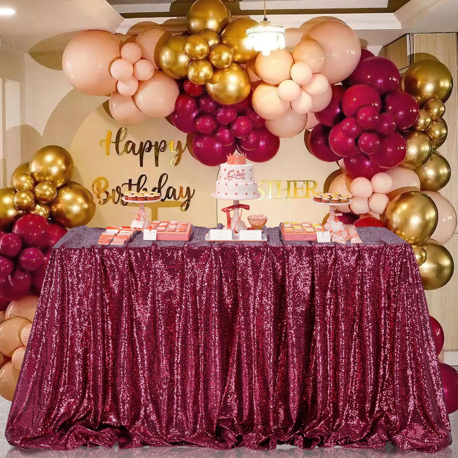Sequin Tablecloth Bling Party Wedding Tablecloths for Rectangular &amp; Round