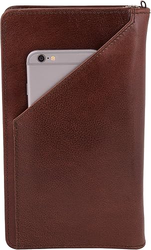 Miniatura 4 de KRAFTIQ SIMON- Cartera de viaje de cuero genuino marrón curtido vegetal seguro RFID Marrón Vintage