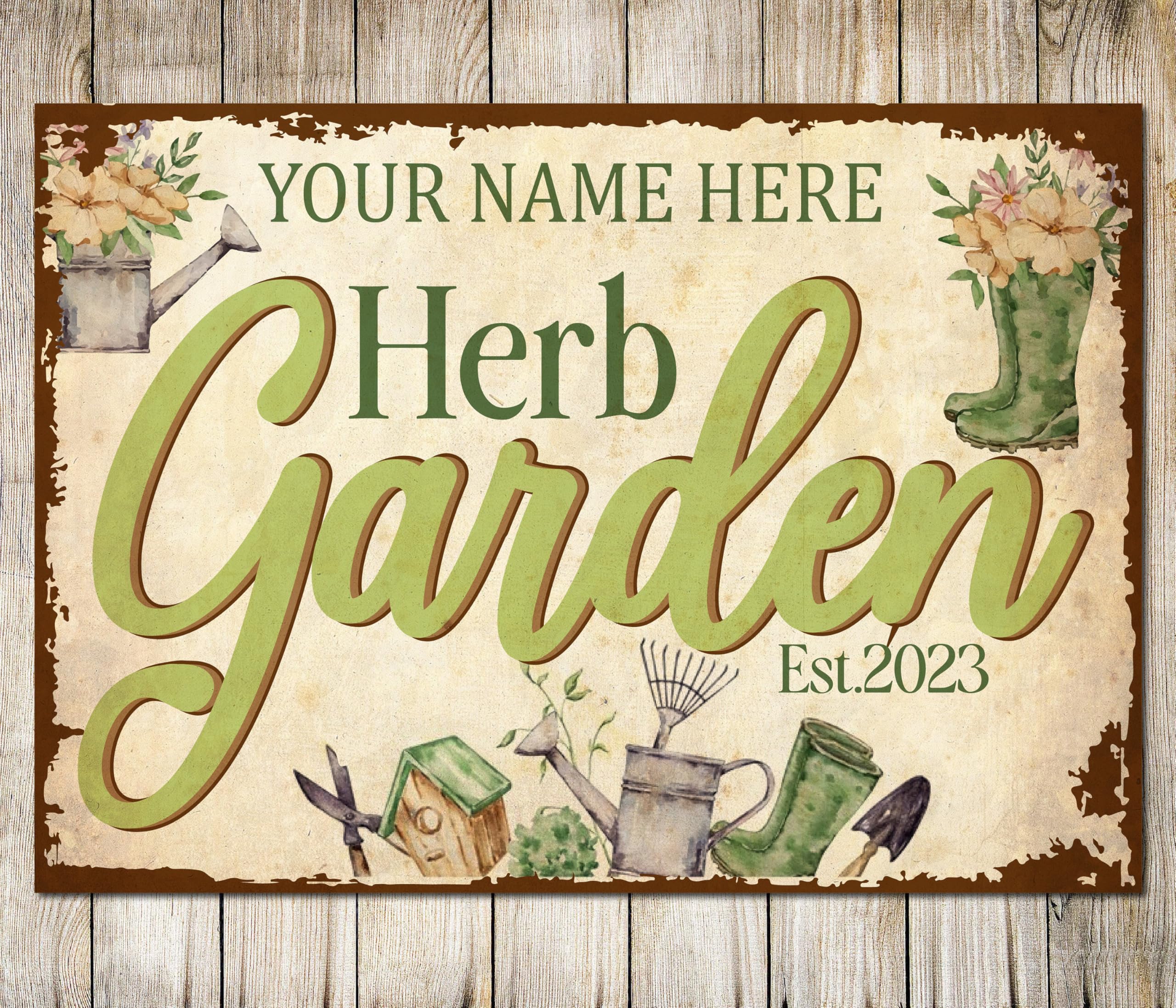 PERSONALISED Herb Garden Sign Back Yard Gardening Planting Plants Grown Home Organic Gardener Sign Gift Wall Art Decor Metal Plaque